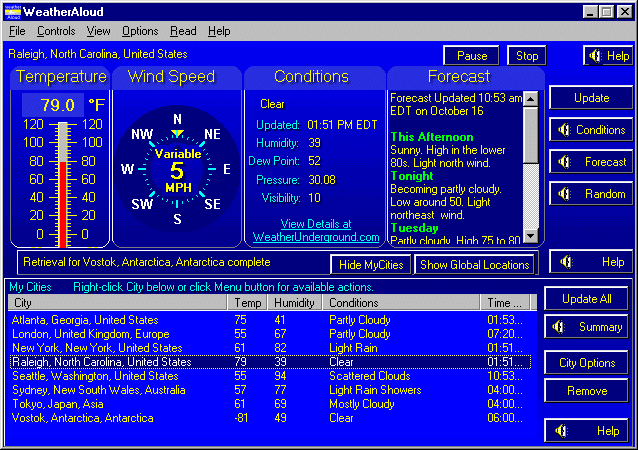 WeatherAloud Screenshot